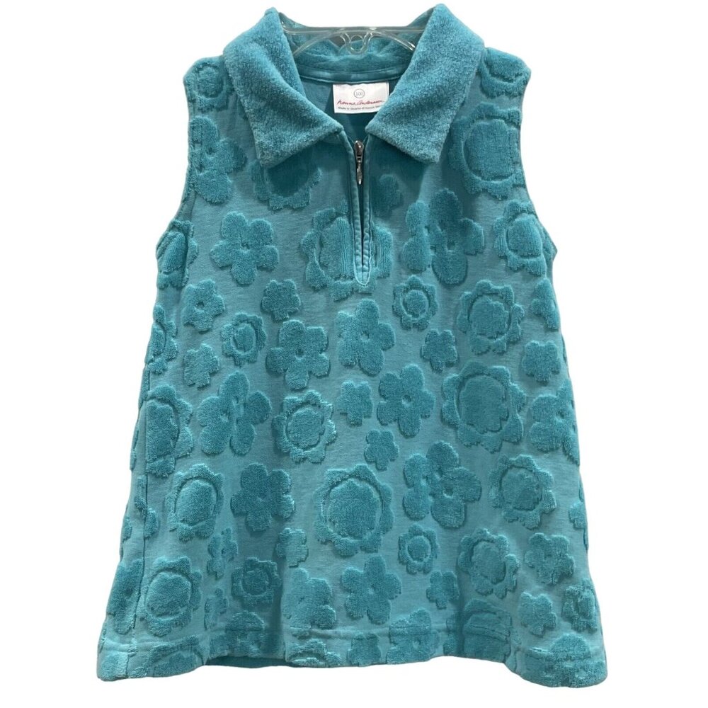 Hanna Andersson Girls 4 Sleeveless Shirt Tank Top Blue Terry Cloth Cover Up 100